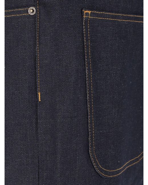 Thom Browne Blue High-Waisted Selvedge Denim Jeans With Adjustable Strap for men