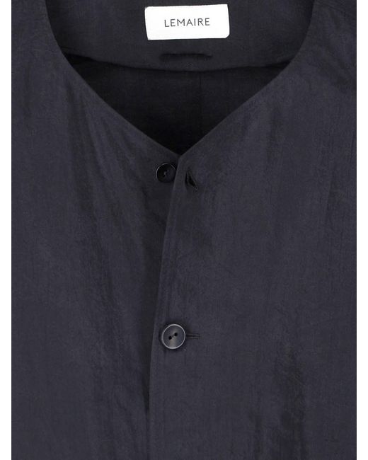 Lemaire Blue Silk Blend Round Neck Shirt for men