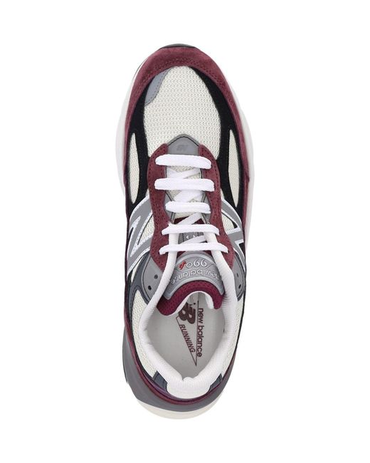 New Balance Red Pigskin & Mesh Sneakers