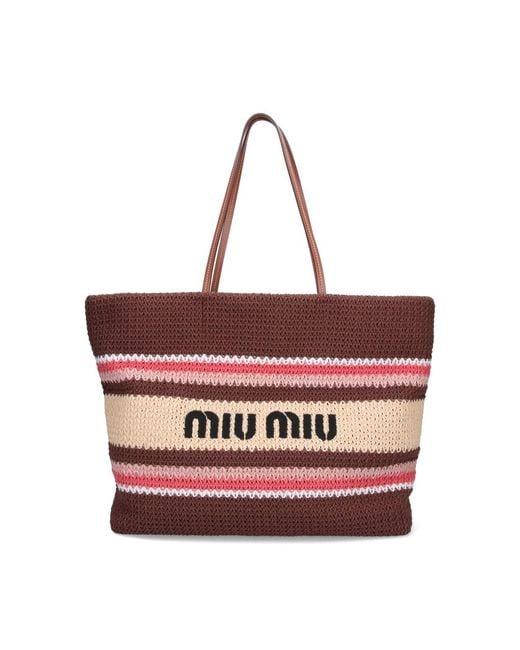 Miu Miu Pink Logo Tote Bag