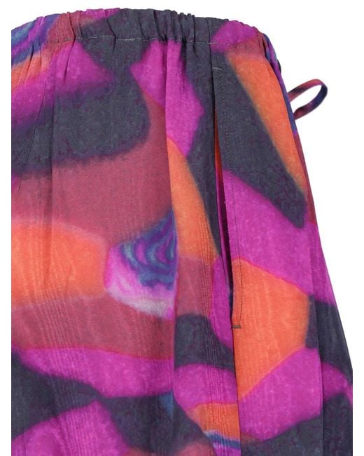Dries Van Noten Red Wide Printed Pants