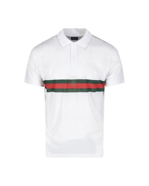 Gucci White Cotton Polo "Web" for men