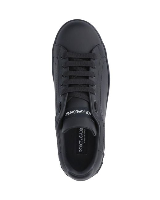 Dolce & Gabbana Blue Calf Leather Sneakers With Contrast Leather Lining for men