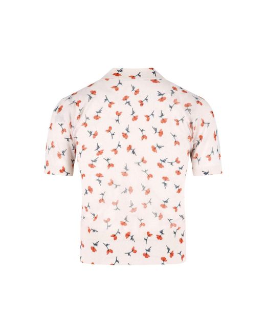 Jil Sander Pink Light Floral Print Short-Sleeve Top