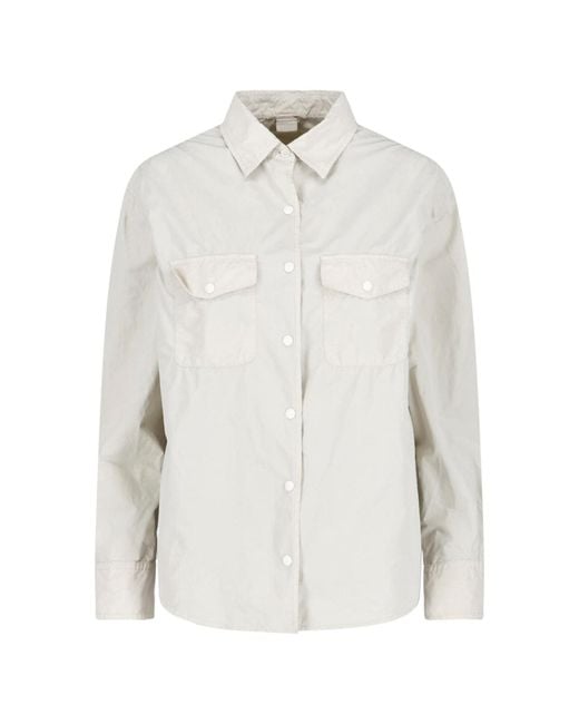 Aspesi White Neutral Classic Collar Snap Button Shirt