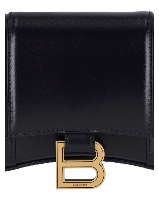 Portafoglio Catena "Hourglass" di Balenciaga in Black