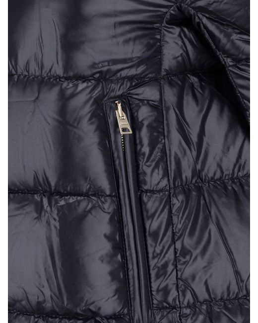 Herno Blue Cleofe Zip-Up Fabric Puffer Jacket