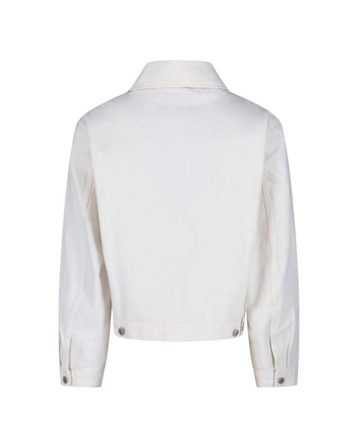 Lemaire White Cropped Trucker Cotton Jacket for men
