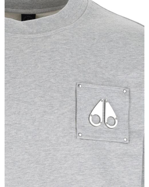 Moose Knuckles Gray Logo Crewneck Sweatshirt for men