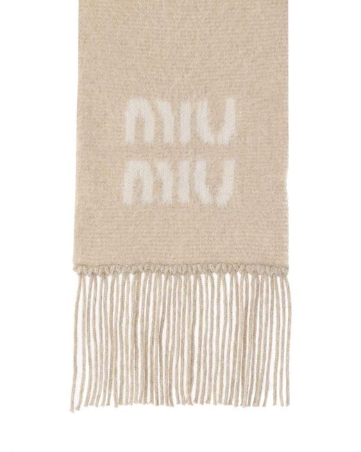 Sciarpa Logo di Miu Miu in White