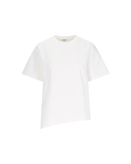Loewe White Asymmetrical Logo T-Shirt