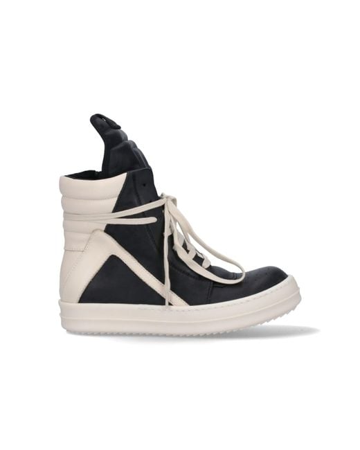 Rick Owens White Geobasket Lace-up Leather High-top Trainers
