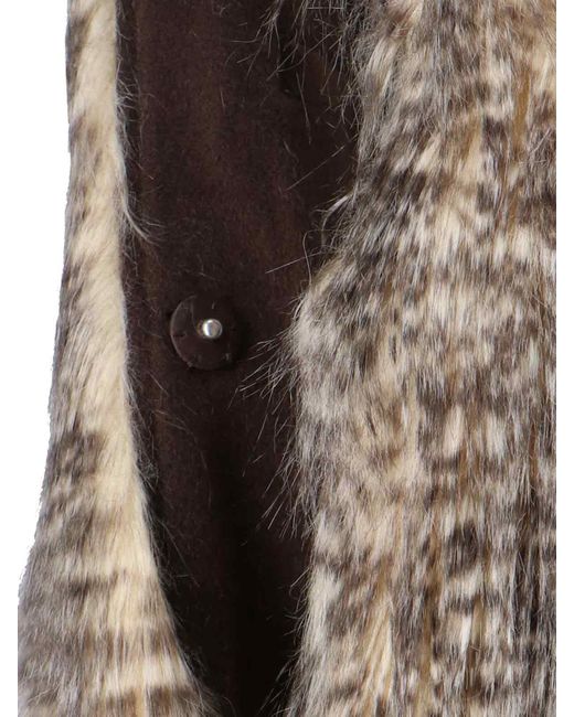 Entire studios Natural Single-Breasted Faux Fur Coat