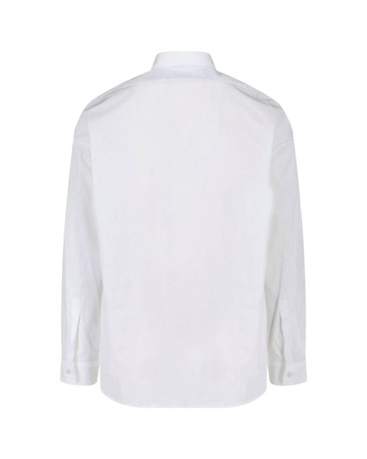 Jil Sander White Minimalist Pointed Collar Cotton Shirt for men