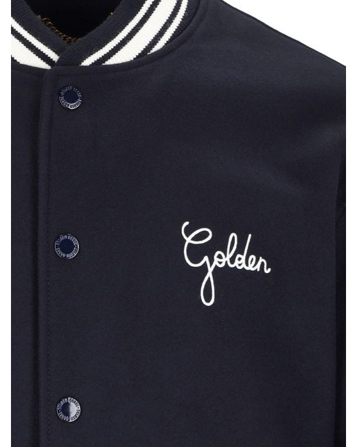 Golden Goose Deluxe Brand Blue Logo Bomber Jacket for men