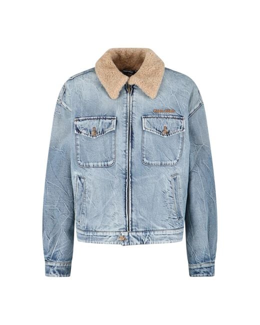 Miu Miu Blue Logo Denim Jacket