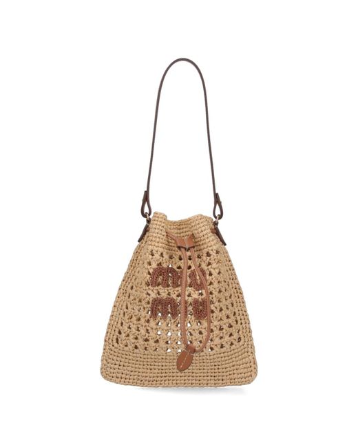 Miu Miu Natural Crochet Bucket Bag