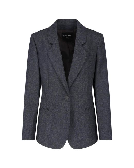 Giorgio Armani Blue Single-Breasted Virgin Wool Blazer