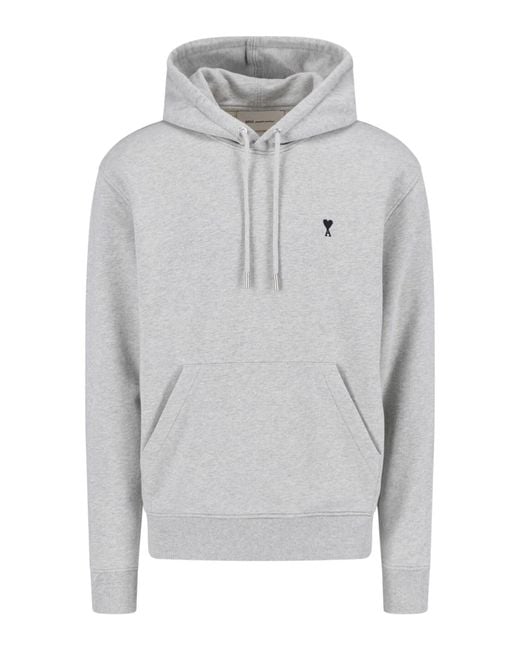 AMI Gray Ami De Caur Kangaroo Pocket Hoodie for men