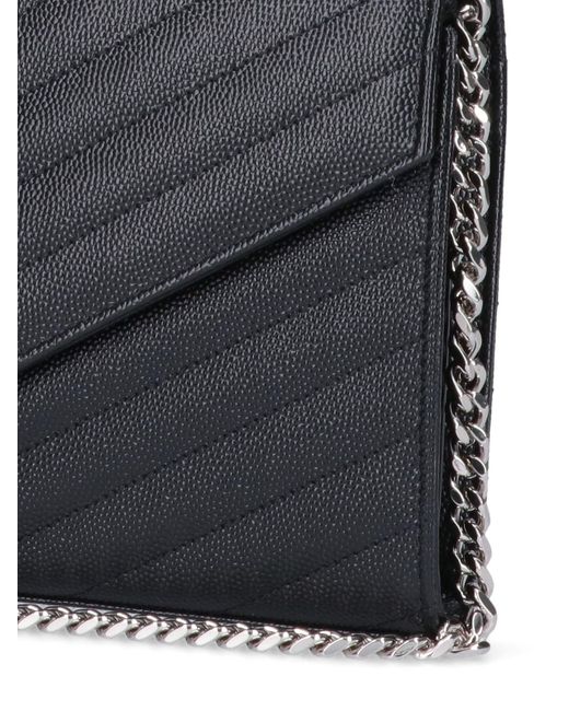 Saint Laurent Gray 'Cassandre' Chain Wallet