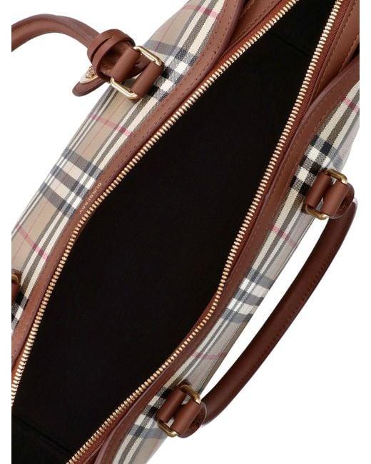 Burberry White Medium Tote Bag Check"