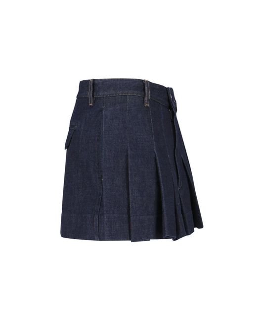Bottega Veneta Blue Pleated Mini Skirt