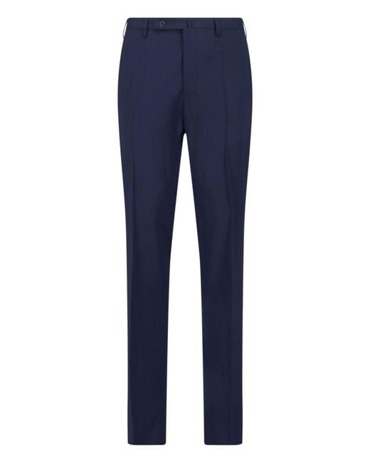 Incotex Blue Virgin Wool Pants for men