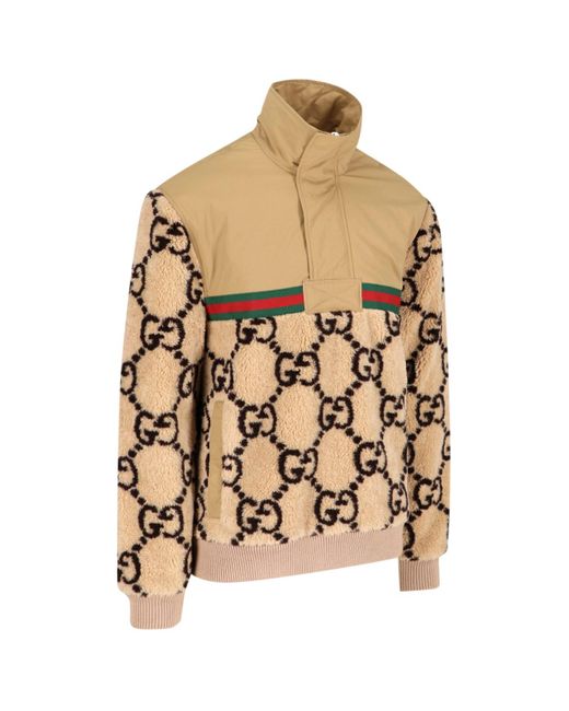 Gucci 'Gg Jacquard' Fleece Jacket in Natural for Men | Lyst