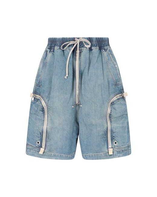 Rick Owens Blue Cargo Shorts "Bauhaus Pods" for men