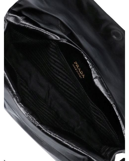 Prada Black Logo Medium Shoulder Bag