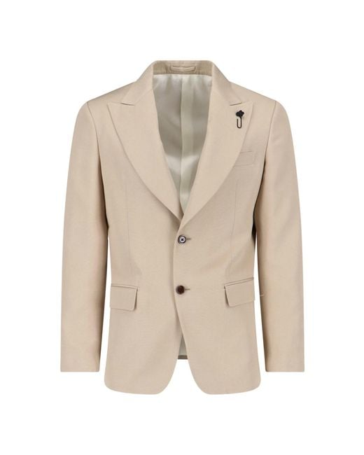 Lardini Natural Single-Breasted Blazer for men