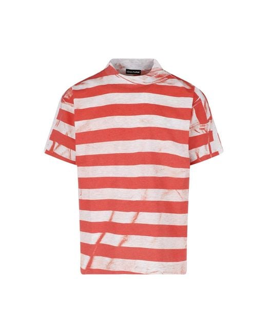 Cultura Red Striped T-Shirt for men