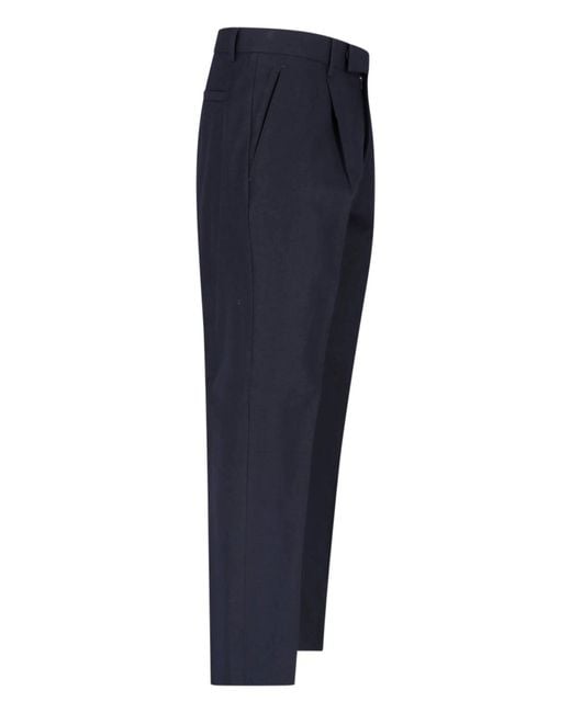 Zegna Blue Cotton-Linen Trousers With Cotton Lining for men