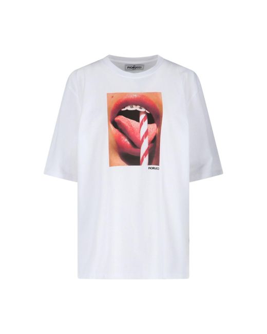 T-Shirt "Mouth Graphic" di Fiorucci in White