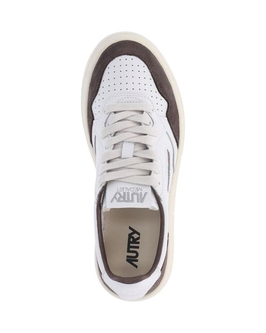 Autry White Medalist Leather Suede Sneakers