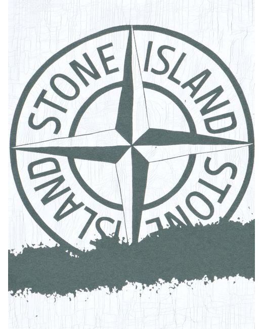 T-Shirt Stampa Retro di Stone Island in Blue da Uomo