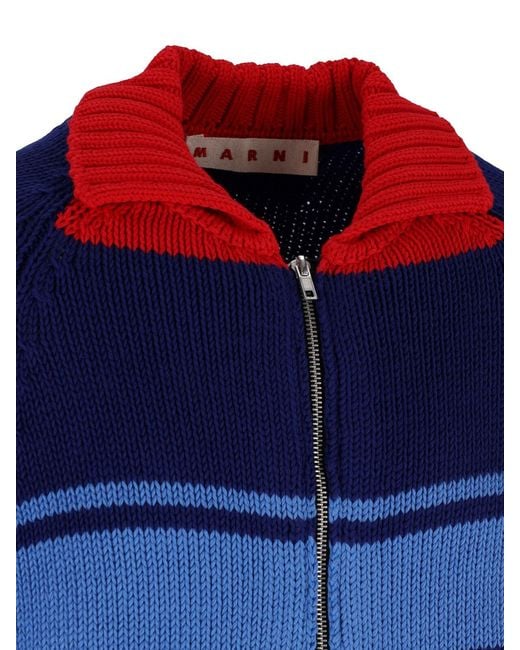 Marni Blue Crewneck Cardigan for men