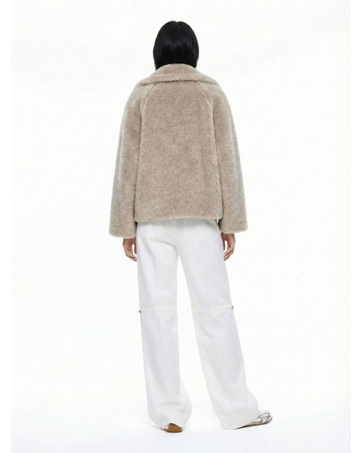 Max Mara Natural 'Teddy Bear Icon' Crop Coat