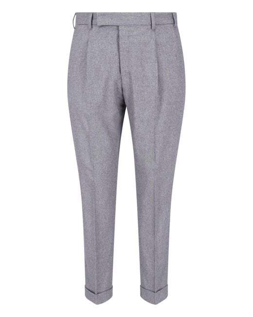 PT Torino Gray Virgin Wool And Cashmere Trousers for men