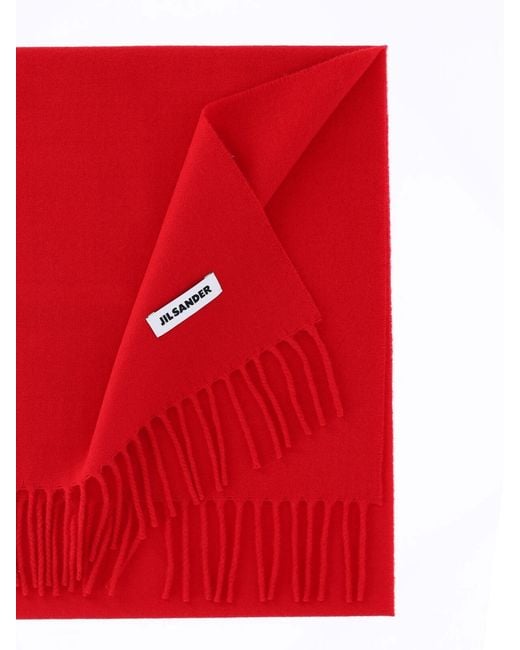 Jil Sander Red 100% Virgin Wool Scarf For for men