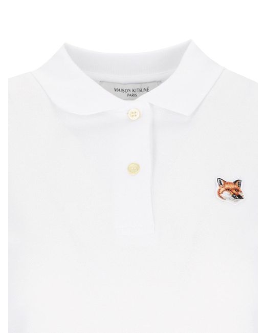 Maison Kitsuné White Polo Shirt "fox Head Patch"
