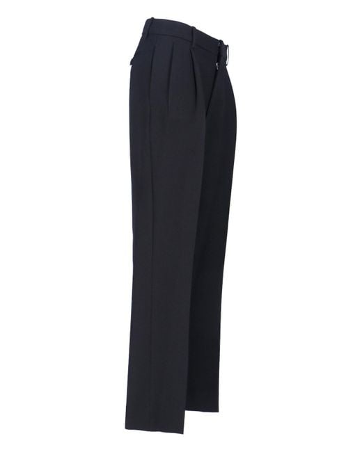 Victoria Beckham Blue Tailored High-Waist Straight-Leg Trousers