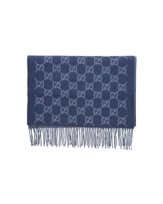 Sciarpa In Cashmere "Gg" di Gucci in Blue da Uomo