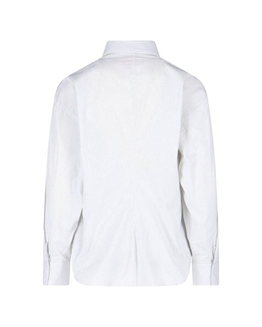 Filippa K White Hourglass Striped Cotton Formal Shirt