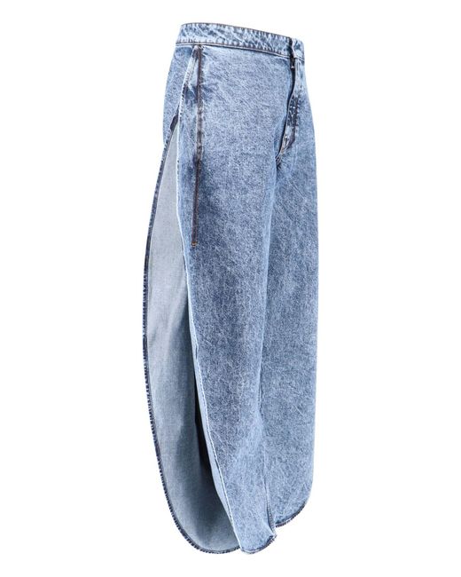 Alaïa Blue High-Waisted Mini Leg Jeans With Slit