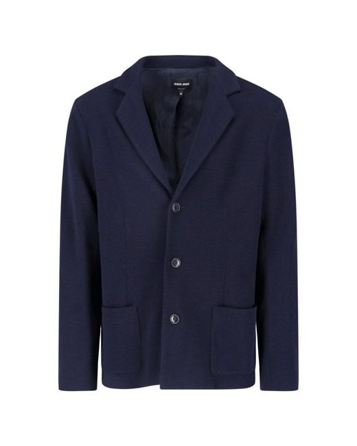 Giorgio Armani Blue Virgin Wool Blazer for men