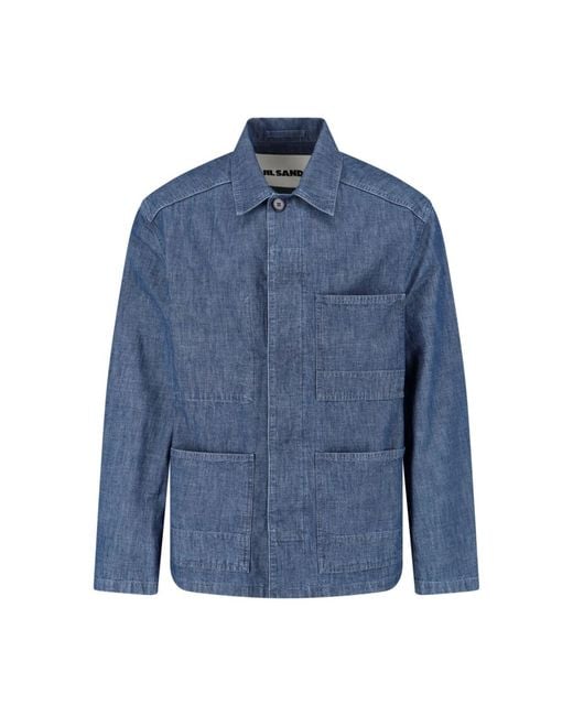 Jil Sander Blue Cotton Chambray Shirt for men