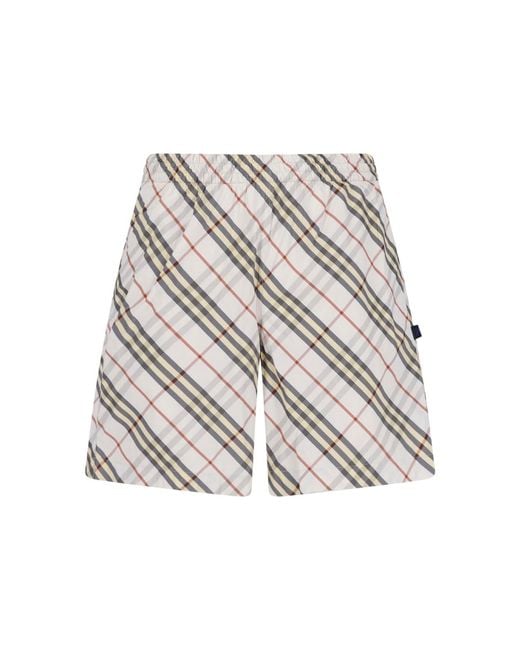 Burberry White Swimsuit “Check” for men
