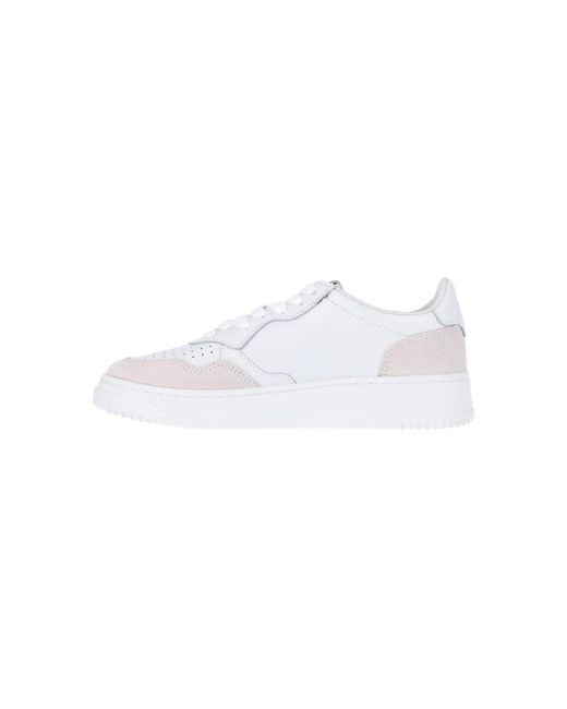 Autry White Leather & Suede Low-Top Sneakers For