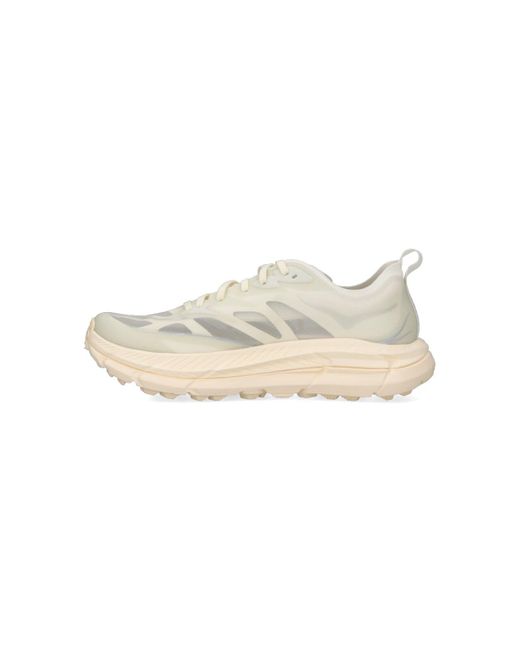 Hoka One One White Light And Natural Low-Profile Sneakers